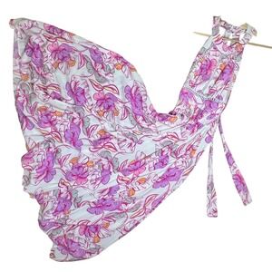 Anthropologie Dress  Floral Halter Tie Back Maxi Long BOHO S White Pink Purple